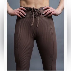 Year of Ours Brown Ribbed Football Leggings 🏈